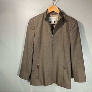 Oscar de la Renta Black and Tan Houndstooth Suit Coat Vintage size 4 zip up
